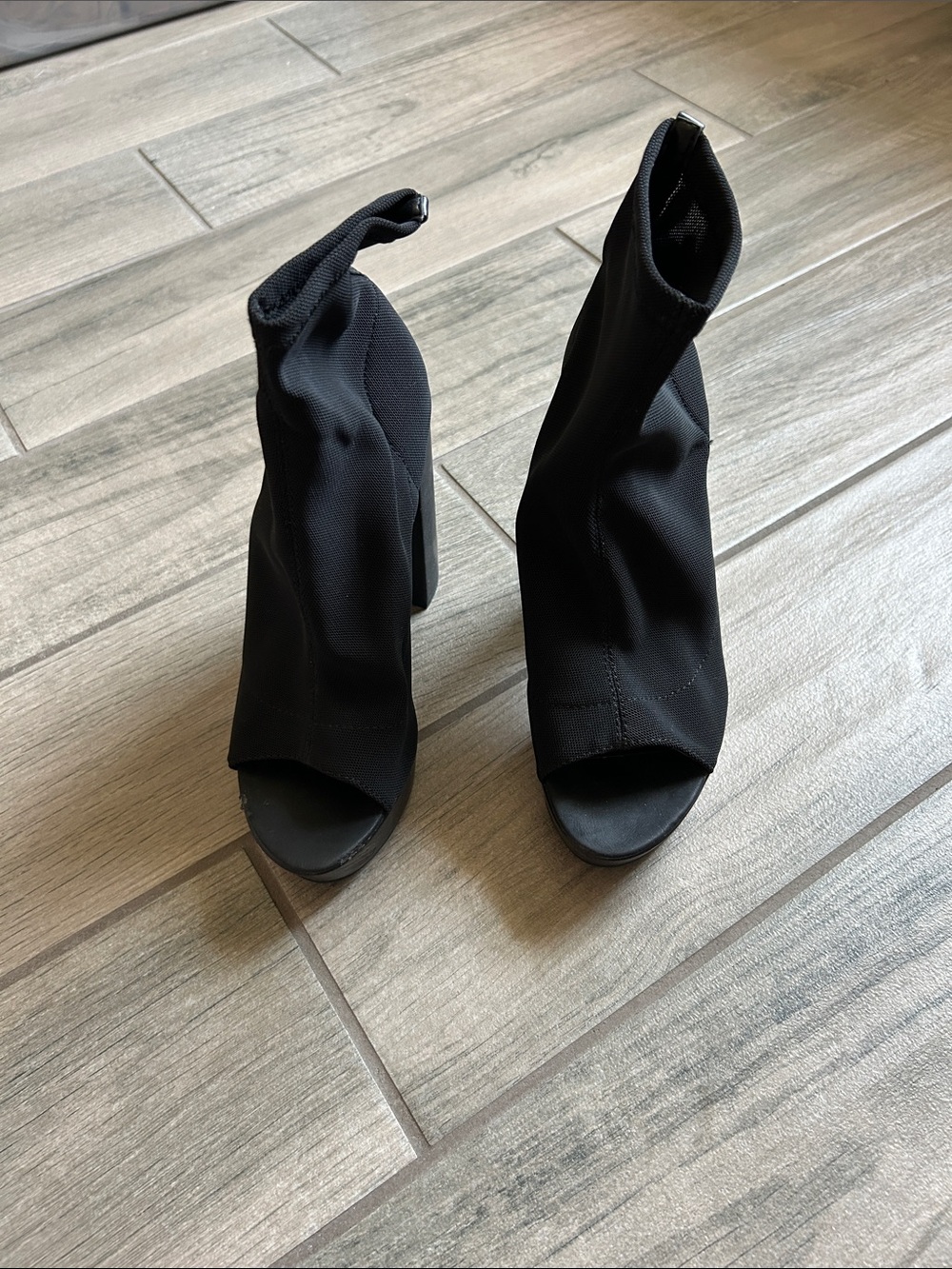 Windsor Smith Black Open-Toe Stretch Sock Heeled Booties